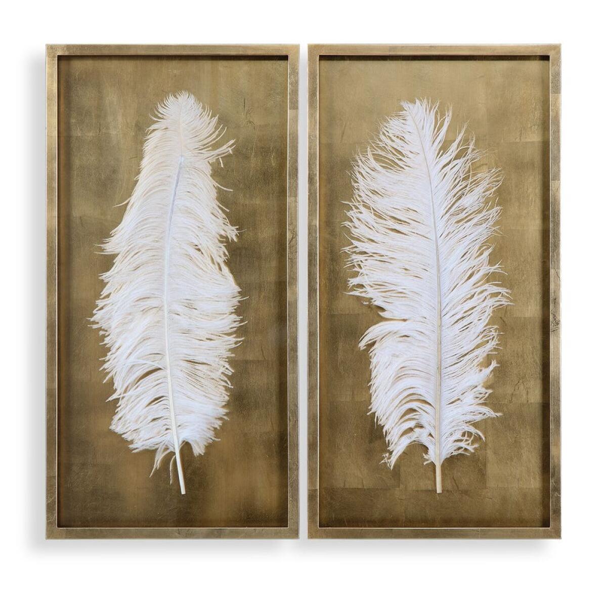 96c16975cd6422069e45df8ec5f3c488 White Feathers Shadow Boxes, S/2 - Image 1