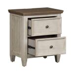 Heartland 2 Drawer Night Stand w/ Charging Station Nightstands Antique White w/ Tobacco Tops 17