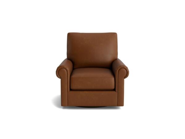 True Custom™ True CustomÂ® Leather Panel Arm Swivel Chair Chairs Bassett Furniture