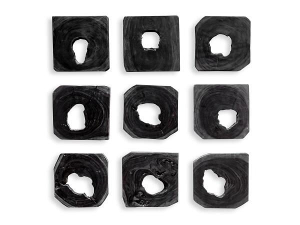 Bahati Wood Wall Decor, Ebony, S/9 Wall Decor Black