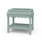 Scallop Rattan Side Table W/ Tray