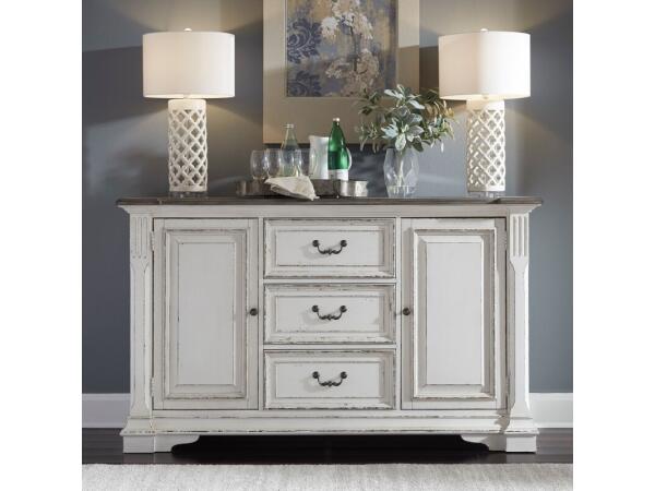 Abbey Park Buffet Dining Storage Antique White & Weathered Brown