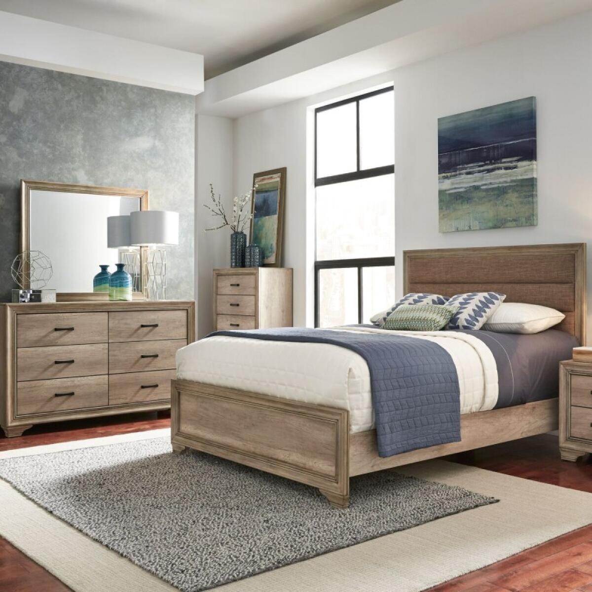 9871f1749489c2c0dbb514415be1f18c Sun Valley Twin Uph Bed, Dresser & Mirror - Image 1