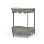 Scalloped Half Round Rattan Side Table - Image 3