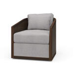 Willis Swivel Chair W/ Mahogany Frame & Rattan