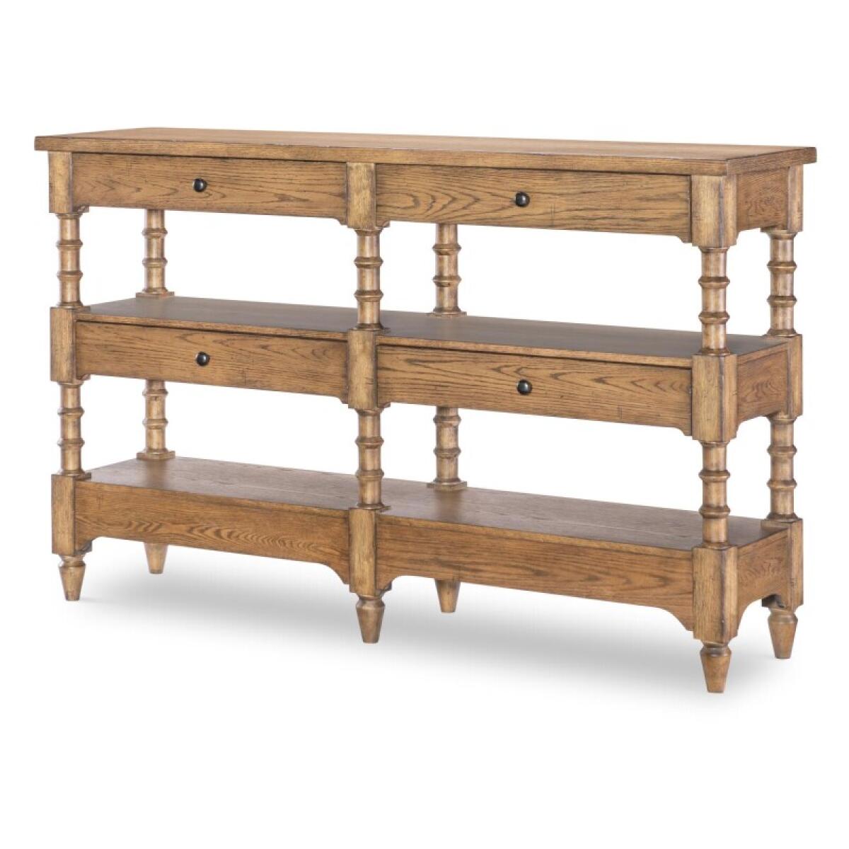 9a3c64acd1be7146f14883c987f73ca1 Vintage Market AT Turned Leg Console Storage Table 4 Drw Barnwood Oak CLH4010-706 - Image 1