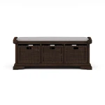 Homestead Bench W/ Rattan Baskets
