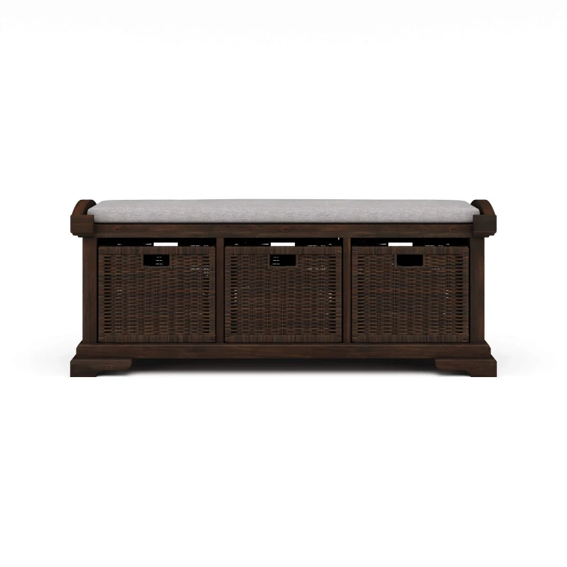 9aedfd81318b75d4a08673f460cb08c2 Homestead Bench W/ Rattan Baskets - Image 1