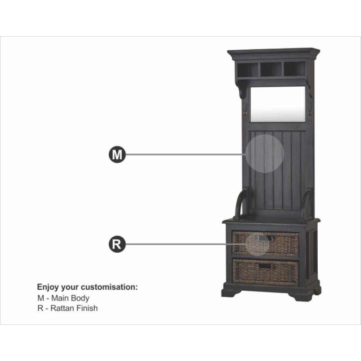 9b74a97f7ee02e661bd1e0d16dff903f Homestead Narrow Hallstand W/ Rattan Baskets - Image 1