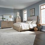 King California Uph Bed, Dresser & Mirror, Chest