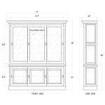 Hudson 88” Bookcase W/ 3 Sliding Doors Bookcases Blue 10
