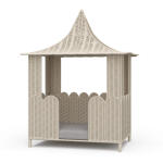 Scalloped Rattan Dog Bed
