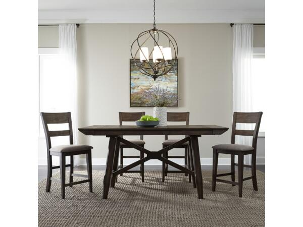 Double Bridge 5 Piece Gathering Table Set Dining Sets Brown
