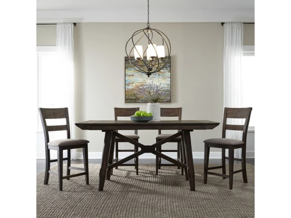 Double Bridge 5 Piece Gathering Table Set Dining Sets Brown