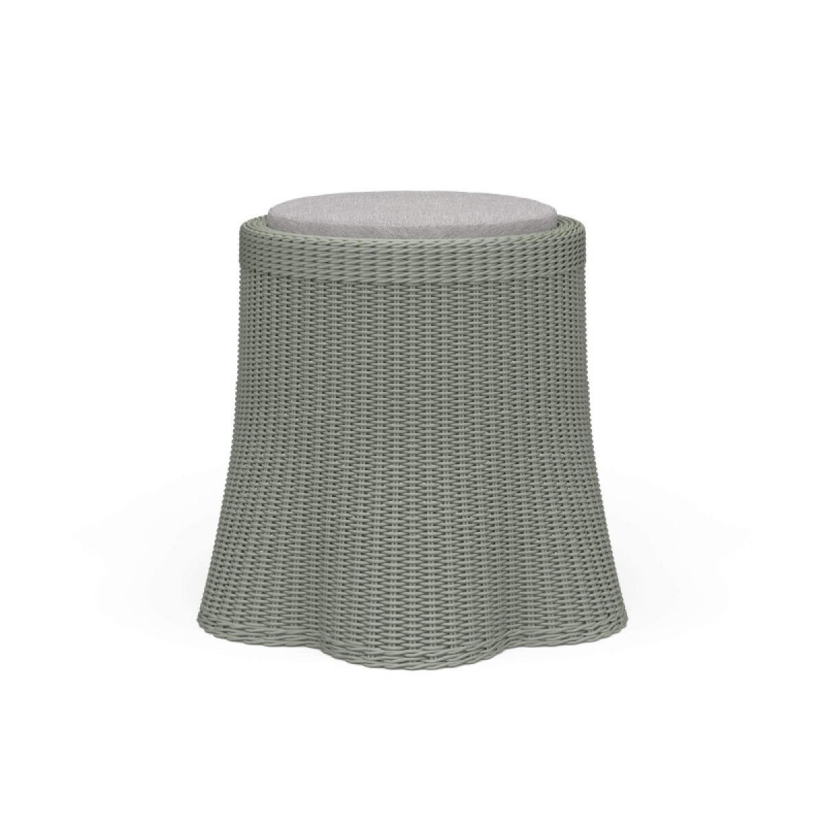 9dadd9e02b42a2f86df582a8476096bc Newport Rattan Round Small Ottoman W/ Cushion - Image 1