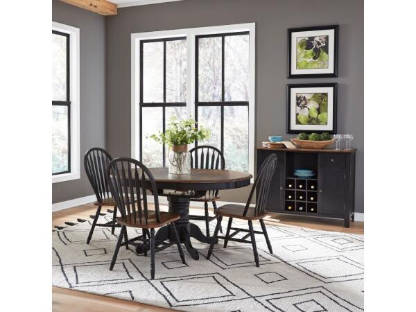 Carolina Crossing 5 Piece Pedestal Table Set- Black Dining Sets Black