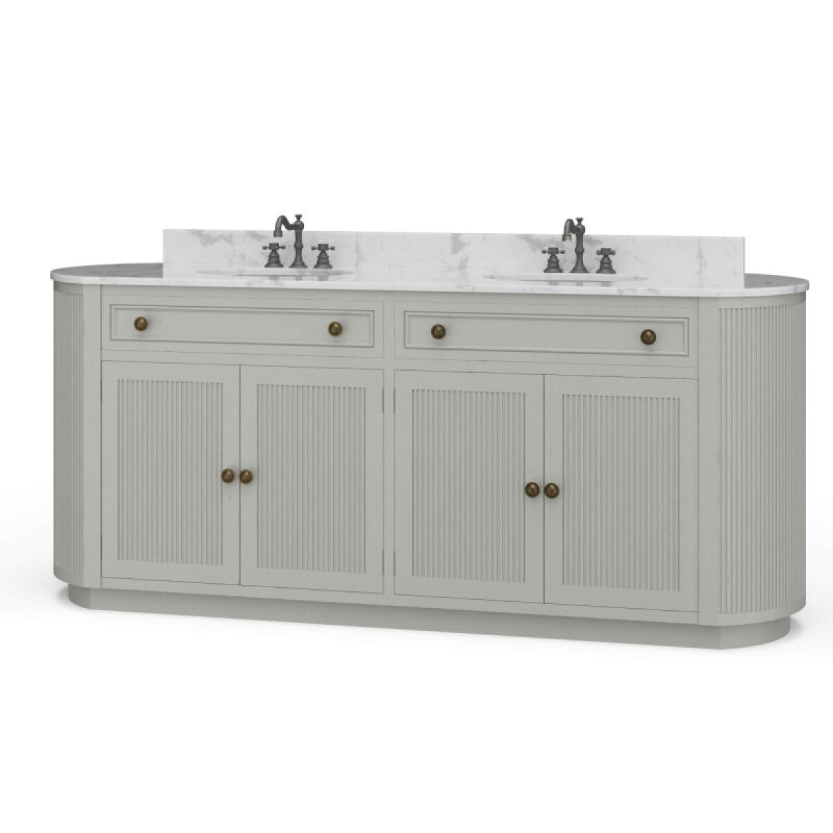 9e892e14a93acb3cddbc91885f9f13b9 Kraton Oval Double Vanity W/ Sink & Marble Top - Image 1