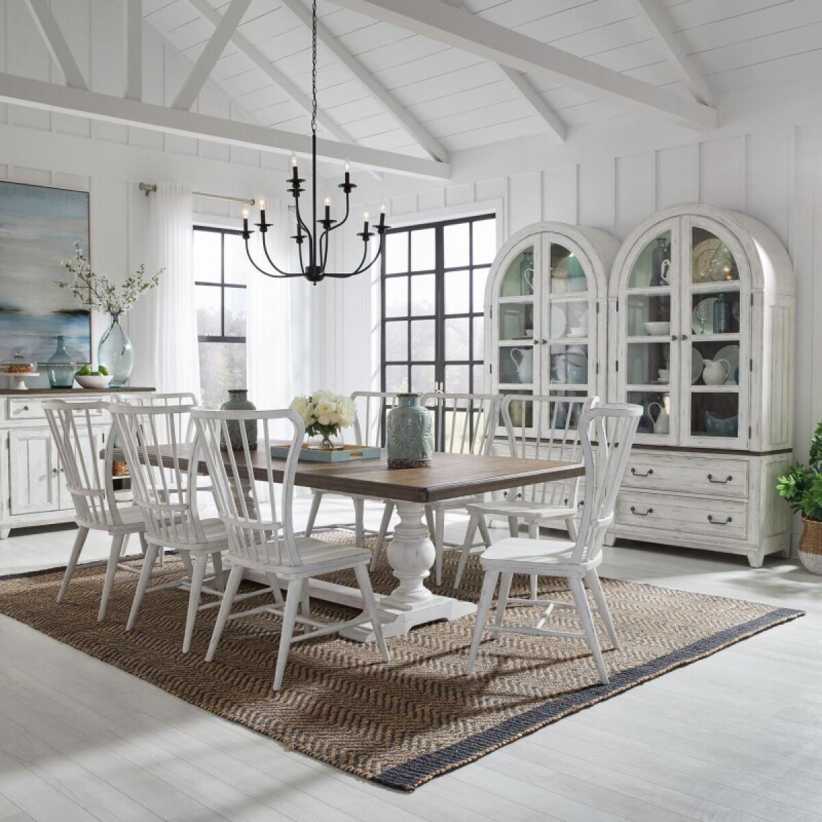 9e9e5488fea0b0eb8cb14b8b6bc6afdc River Place 9 Piece Trestle Table Set - Image 1