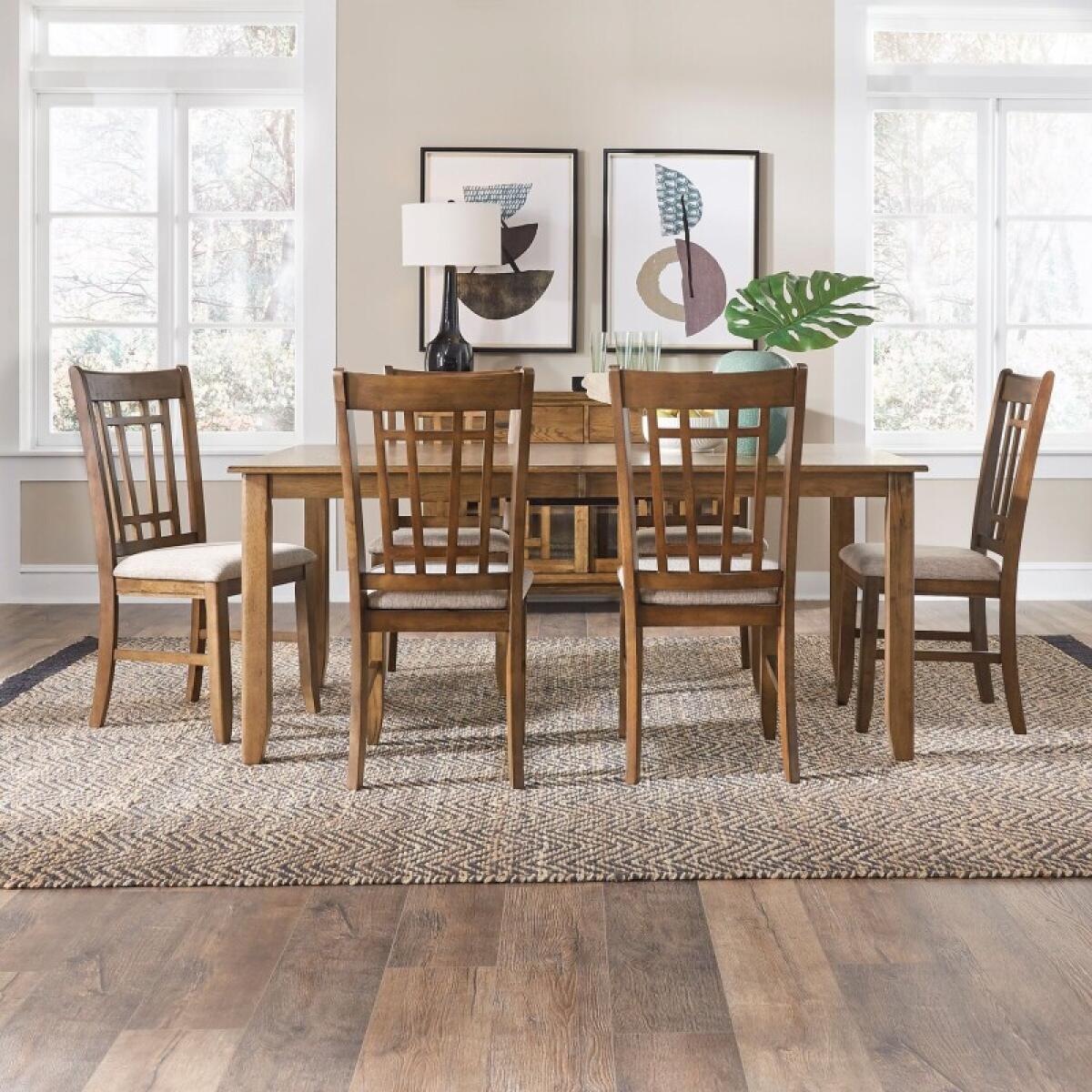 9f392ae5bce37b391e086570d682a1c2 Santa Rosa 7 Piece Rectangular Table Set - Image 1