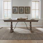 Americana Farmhouse Trestle Table Set Dining Sets Brown 7