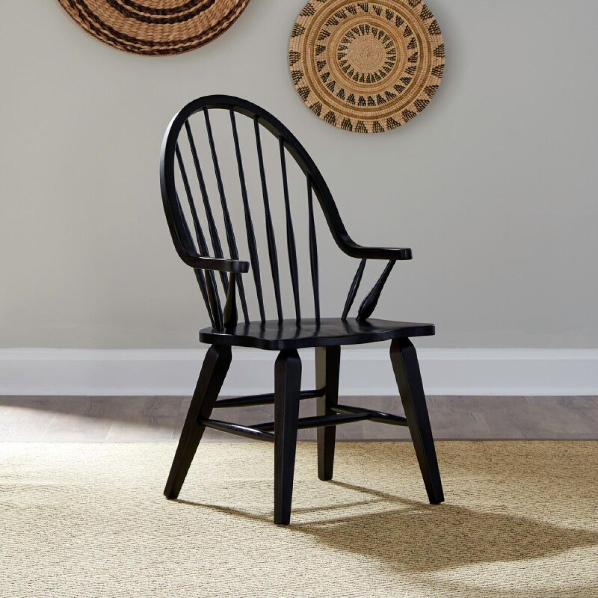a0cc85bf40bdf266c657c37c287e8ab0 Hearthstone Ridge Windsor Back Arm Chair - Black - Image 1