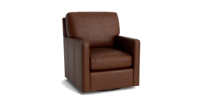 a162f787fb99979096863f057fd8ac91 Trent Leather Thin Track Arm Swivel Chair - Image 1