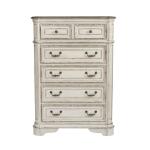 Magnolia Manor King Uph Bed, Dresser & Mirror, Chest Bedroom Sets Antique White & Weathered Bark 13