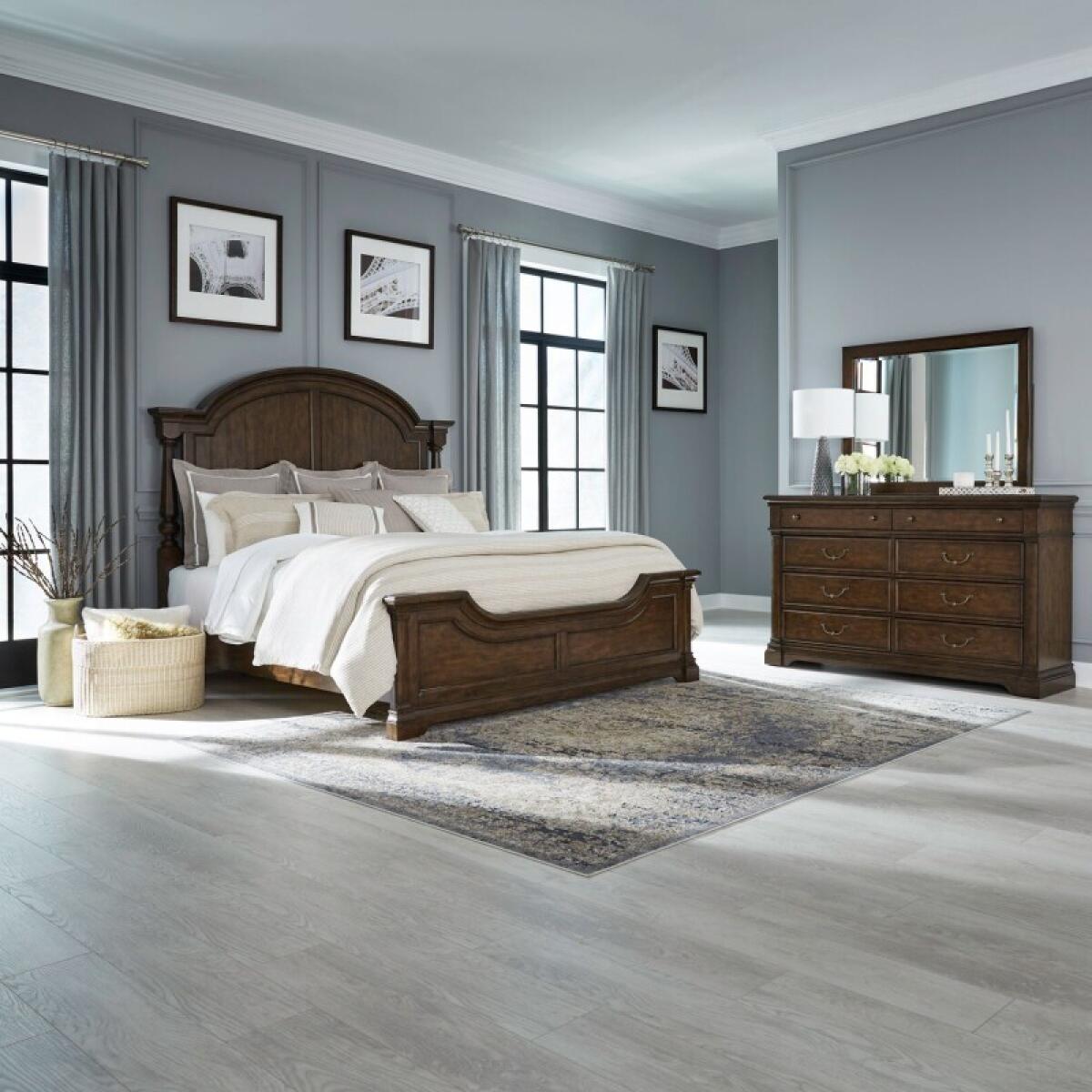 a35c04f9e8d2b2292b8469a9b3879101 Arden Road Queen Poster Bed, Dresser & Mirror - Image 1