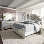 Magnolia Manor King Uph Bed, Dresser & Mirror Bedroom Sets Antique White & Weathered Bark 7