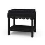 Scallop Rattan Side Table W/ Tray Chairside Tables Black 25