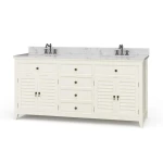 Shutter Double Vanity W/ Sink & Marble Top