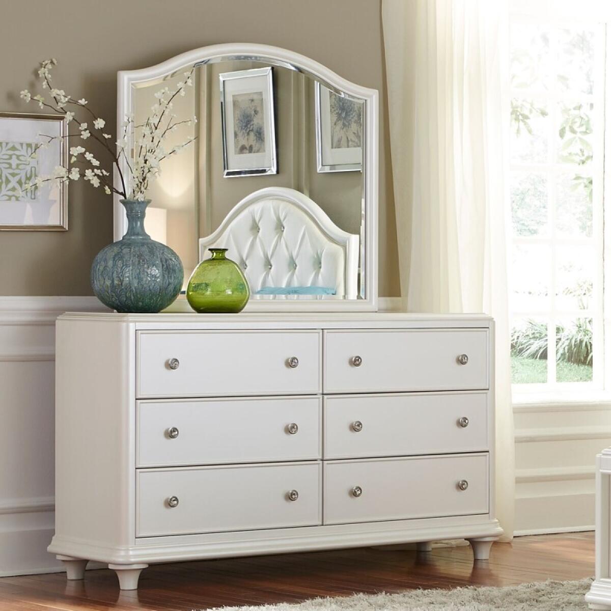 Stardust Dresser & Mirror Youth Dressers Iridescent White 2 Stardust Dresser & Mirror Youth Dressers Iridescent White 2