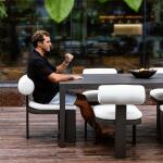 Bolster Back Outdoor Dining Chair, Oyster - Image 14