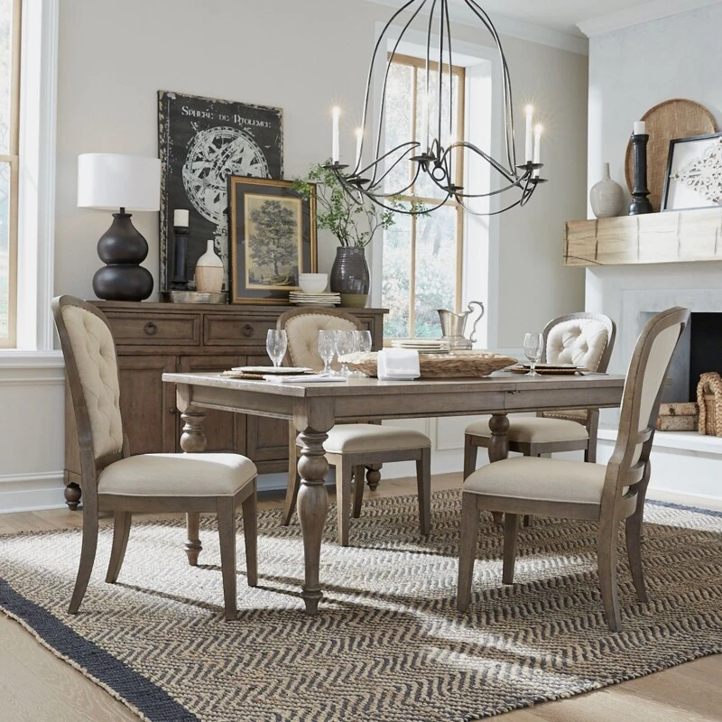 a6acf9ba2eb0d79cbf7690803a0aa699 Americana Farmhouse Optional 5 Piece Leg Table Set - Image 1