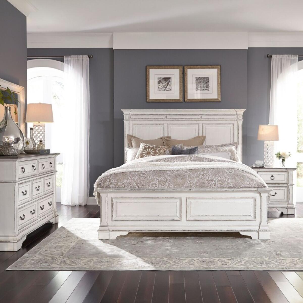 a7a8110557d072e70934915e6b244e55 King Panel Bed, Dresser & Mirror, Night Stand - Image 1
