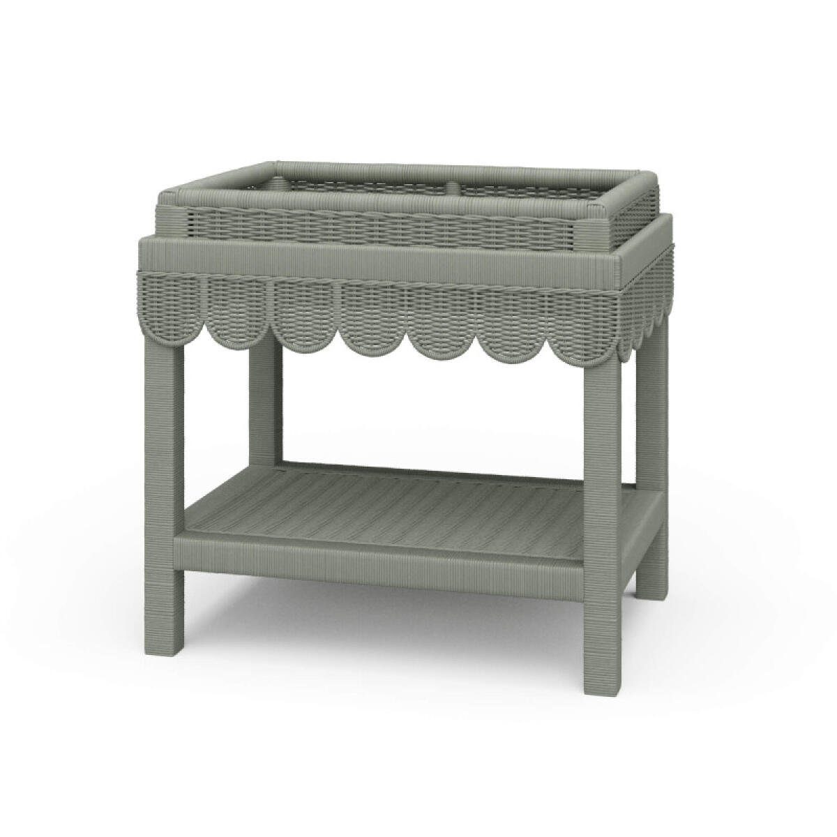 Scallop Rattan Side Table W/ Tray Chairside Tables Bramble 2 Scallop Rattan Side Table W/ Tray Chairside Tables Bramble 2