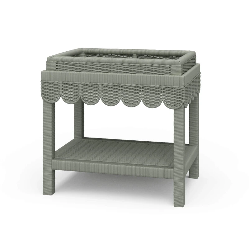 a7b27654fc3bfb3d9e42841d633f221f Scallop Rattan Side Table W/ Tray - Image 1