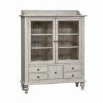 Whitney Display Cabinet Dining Storage Antique Linen w/ Weathered Gray 17