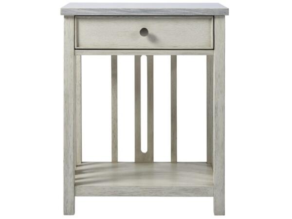Escape-Coastal Living Home Collection Bedside Table with Stone Top Nightstands Cream 14