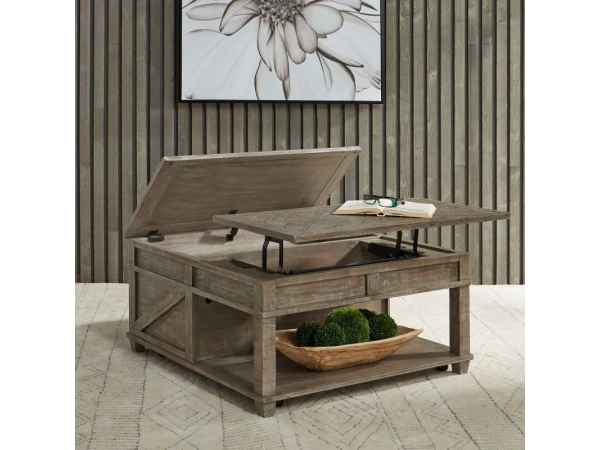 Parkland Falls Square Lift Top Cocktail Table Cocktail & Coffee Tables Brown