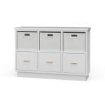 Dakota Storage Unit W/ 3 Drawers & Rattan Baskets