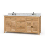 Shutter Double Vanity W/ Sink & Marble Top