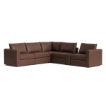 Beckham Track Arm Leather Modular Sectional with Console