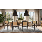 Milano Dining Chair W/ Upholstered Seat & Rattan Back - Image 5