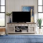 Heartland 76 Inch Tile TV Console Entertainment Stands Antique White w/ Tobacco Tops 12