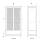 Jamison Wardrobe W/ Rattan Door - Image 7