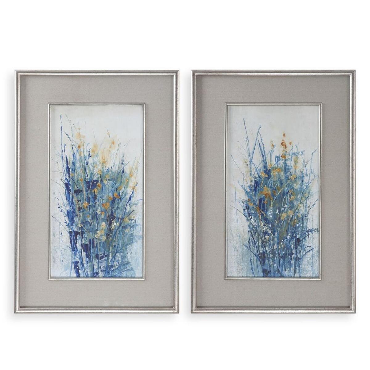 ad0e6f7e912e8d1b8a0a32135699b035 Indigo Florals Framed Prints, S/2 - Image 1