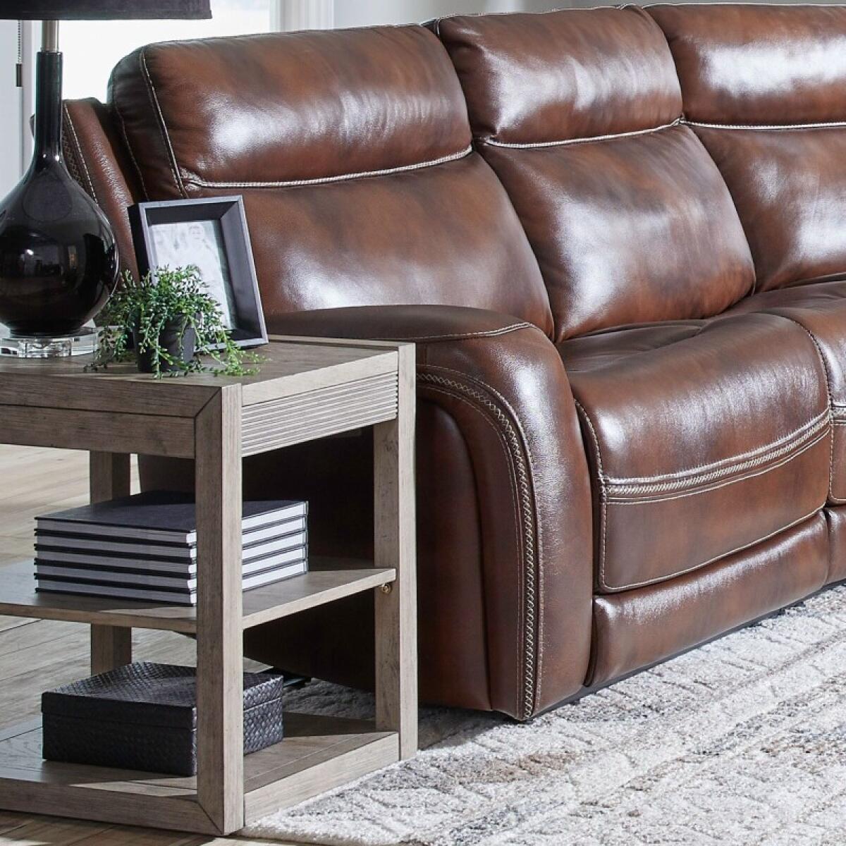 ad14fd8c0ca155d351cdb20aa001d690 Blair L Arm Recliner P2 & ZG - Cognac - Image 1