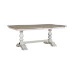 Whitney Trestle Table Set Dining Sets Antique Linen w/ Weathered Gray 21