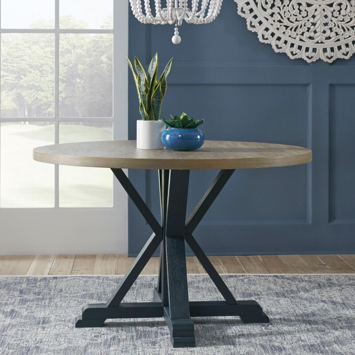 aea249b5e508bef05fa9c5a6a0d24424 Single Pedestal Table- Navy - Image 1